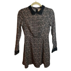 Divided Black and White Floral Long Sleeve Dress